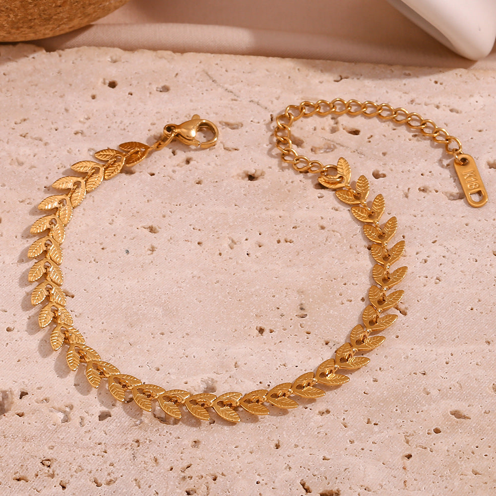 Sisi – Pulsera de tobillo con hojas doradas