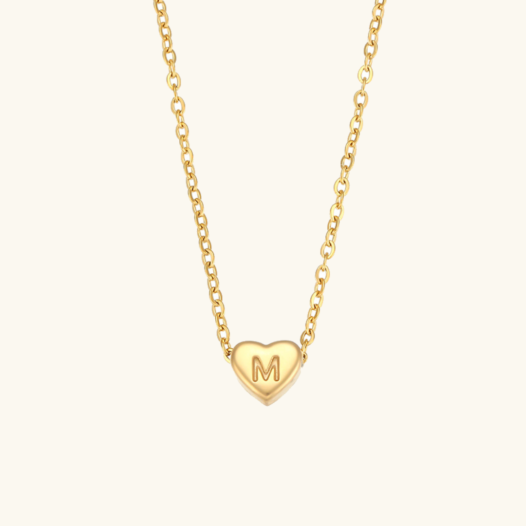 Corazón - Collar de iniciales de oro