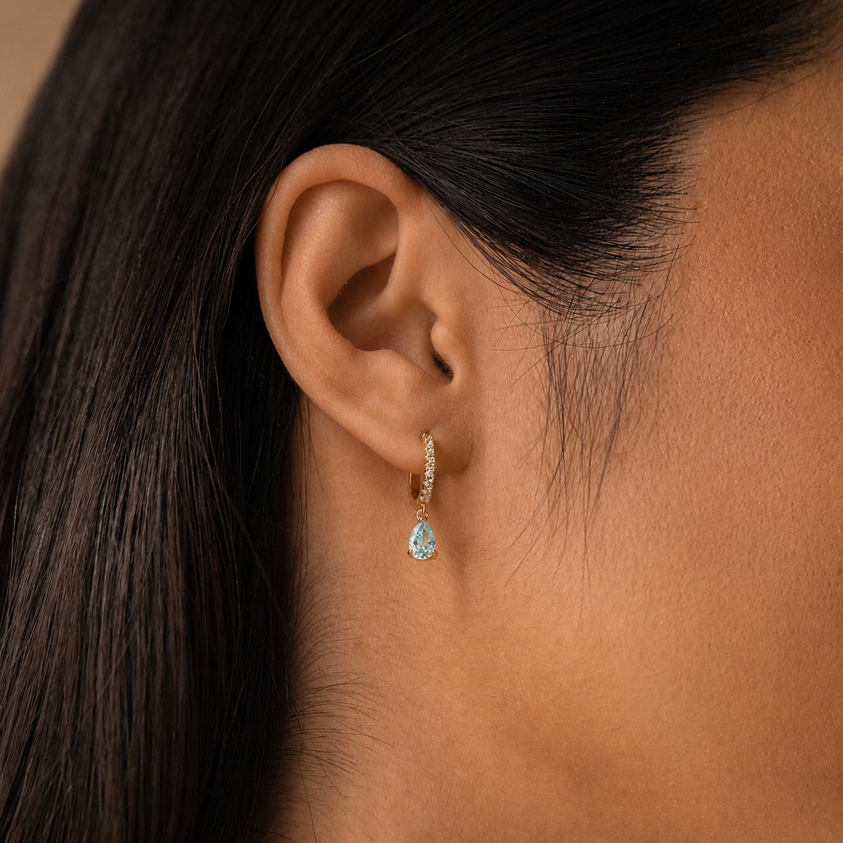 Aros Huggies de Piedra de Nacimiento - Pendientes de Strass