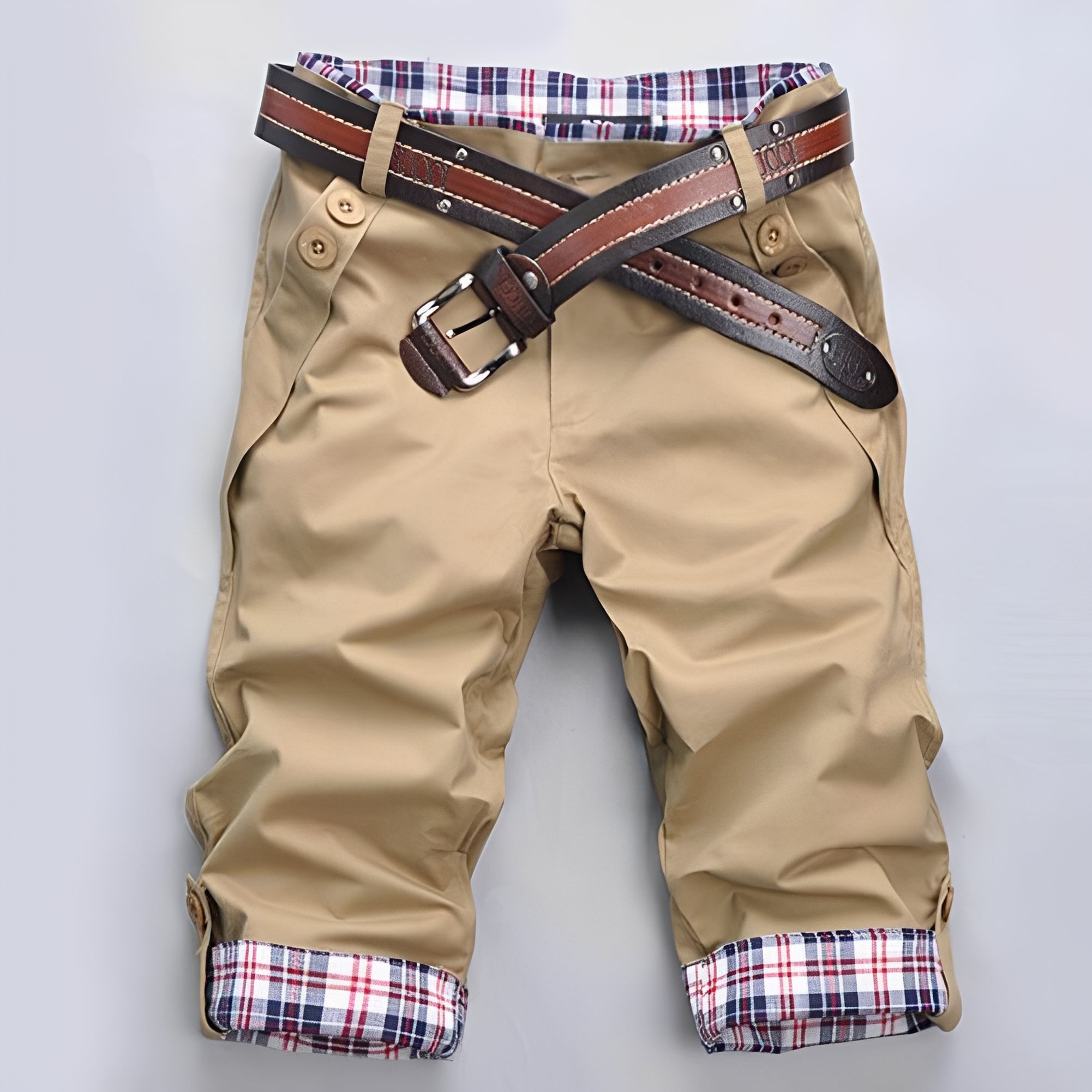 Melvin - Pantalones Cortos Clásicos de Verano con Cuadros