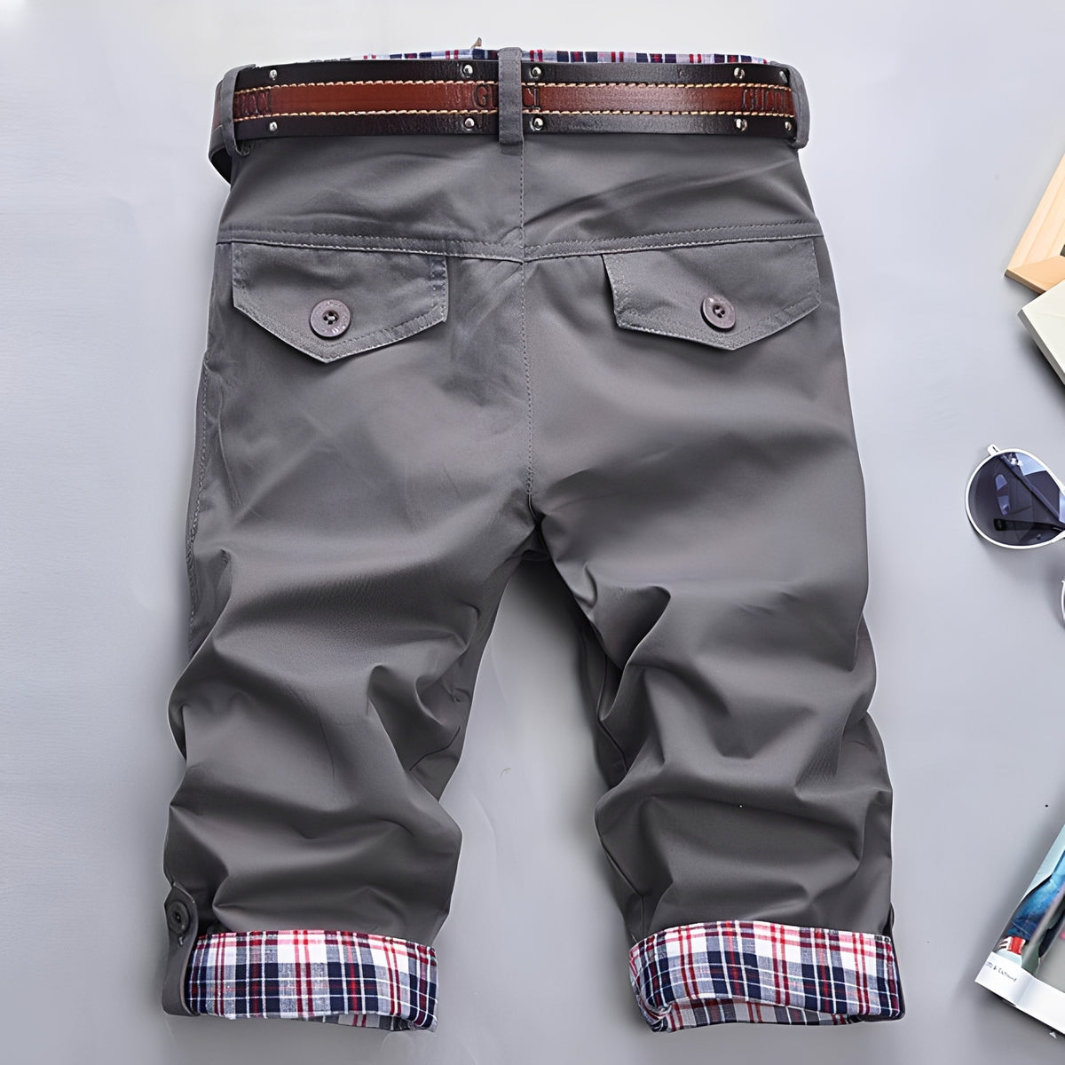 Melvin - Pantalones Cortos Clásicos de Verano con Cuadros