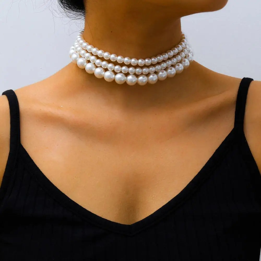 Conjunto de collar choker de perlas - (conjunto de 3) collar de perlas