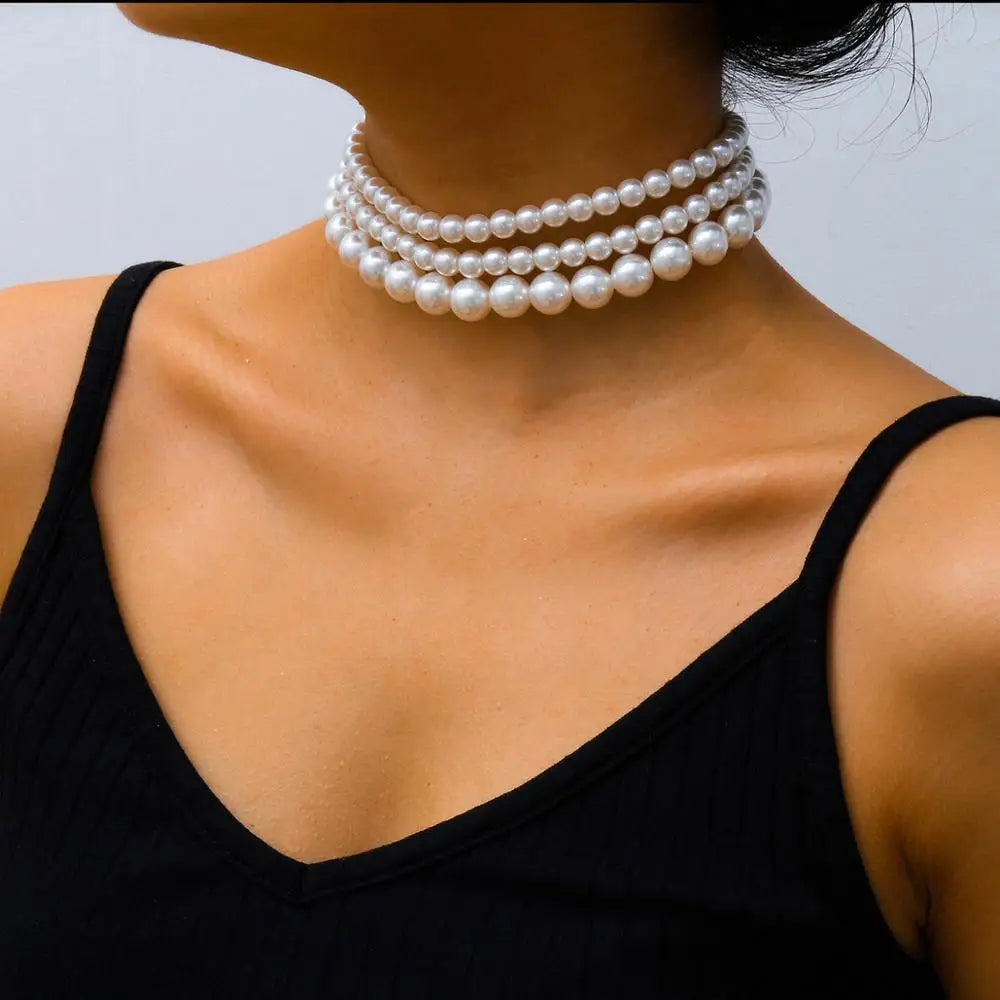 Conjunto de collar choker de perlas - (conjunto de 3) collar de perlas