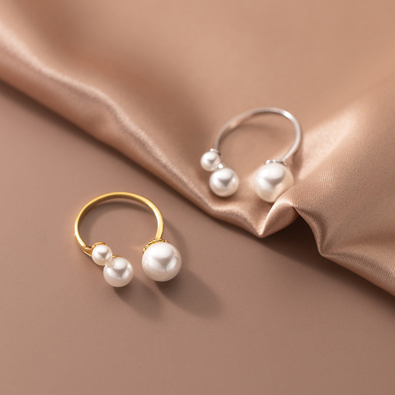 Amandine – Anillo ajustable con tres perlas de agua dulce