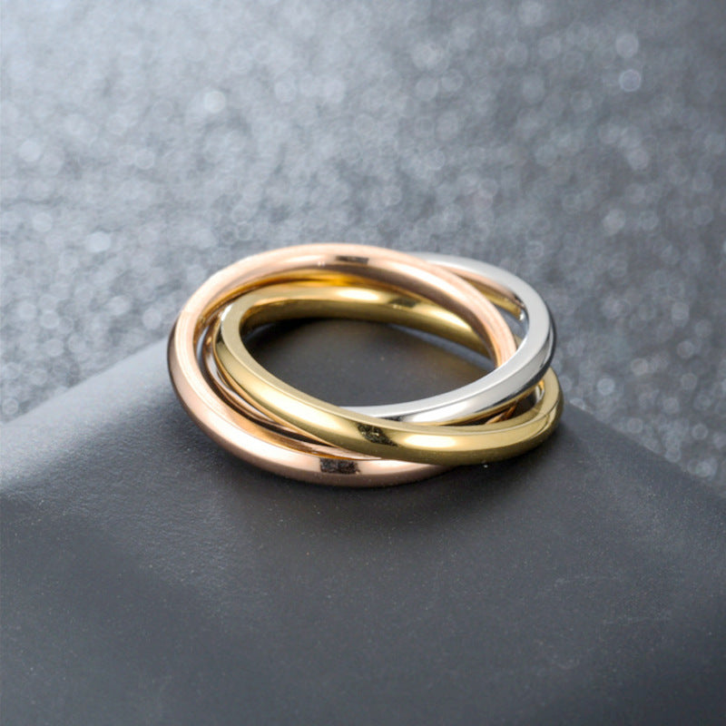 Sansen – Par de anillos de tres anillos de acero de titanio