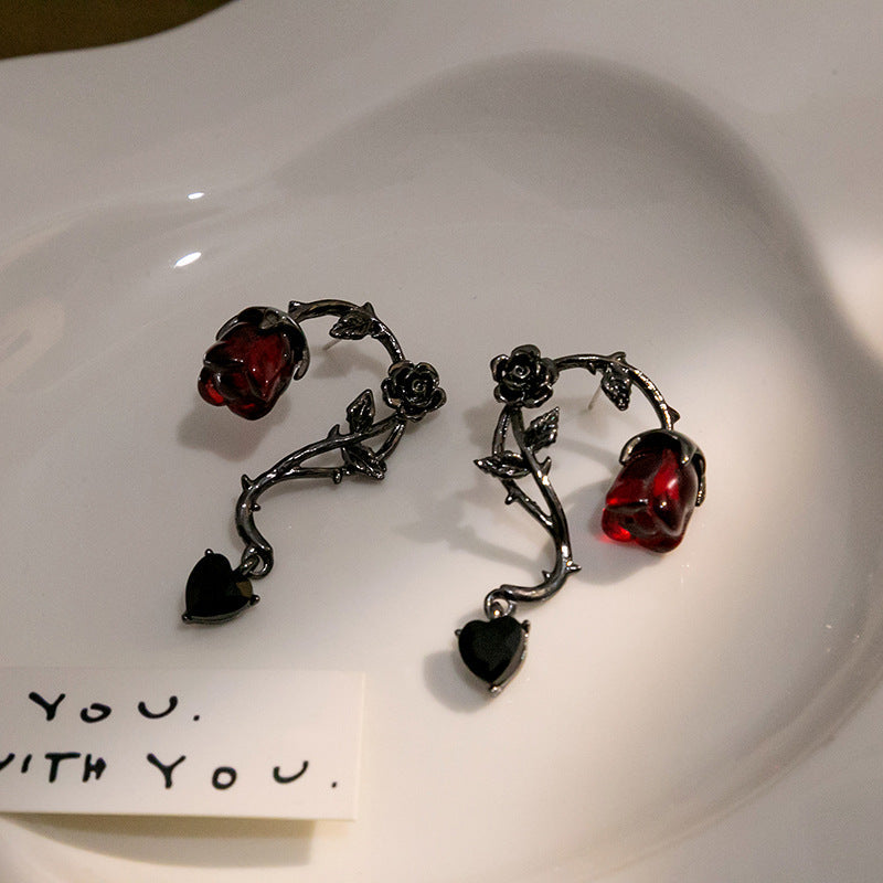 Rosalya – Pendientes Rosa Roja y Mora Oscura