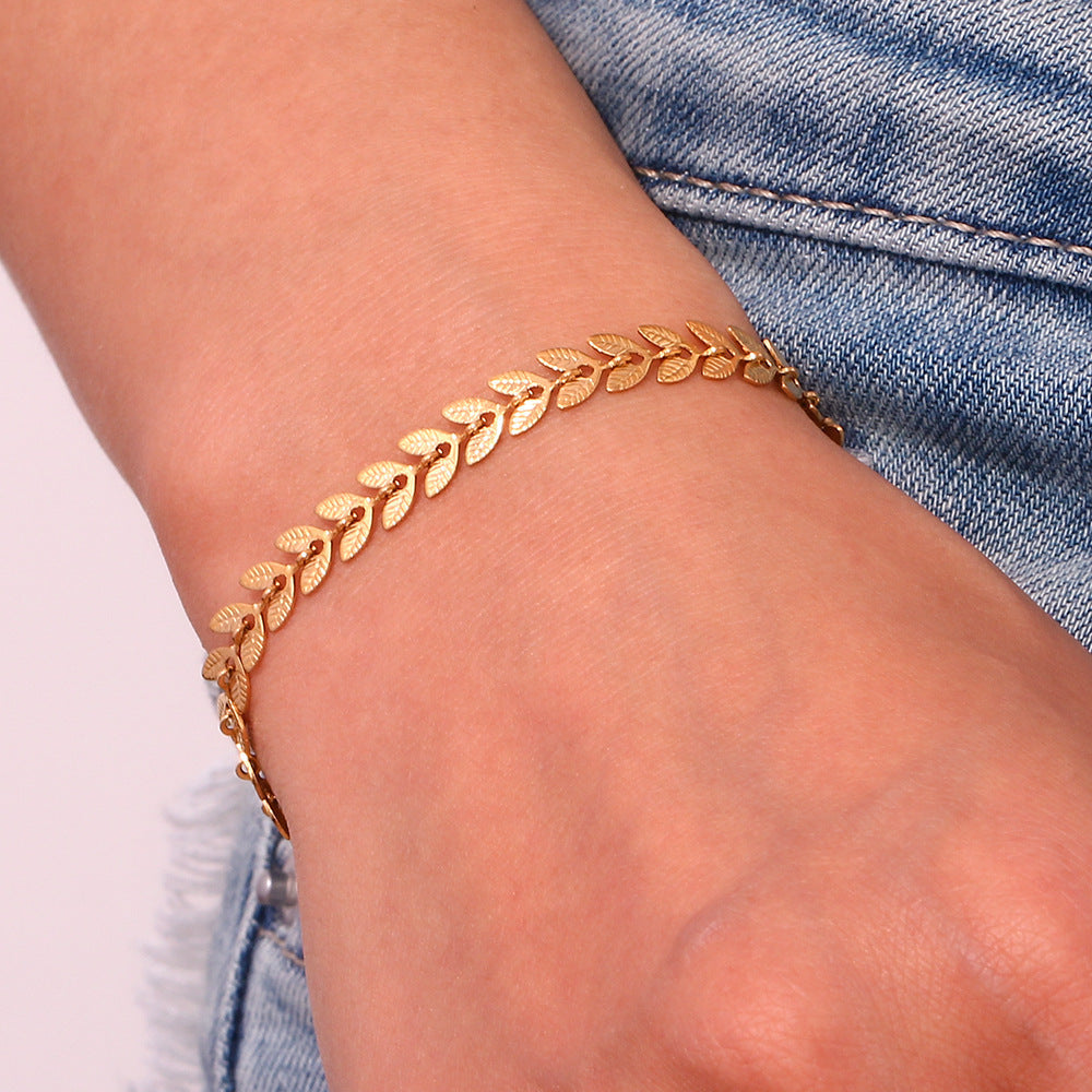 Delaida - Pulsera de oro de hoja
