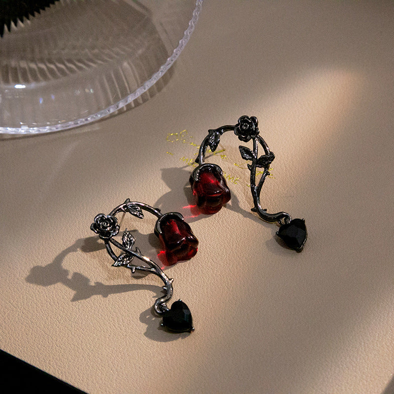 Rosalya – Pendientes Rosa Roja y Mora Oscura
