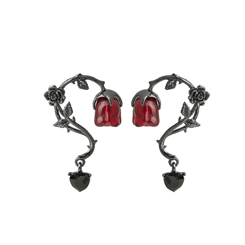 Rosalya – Pendientes Rosa Roja y Mora Oscura