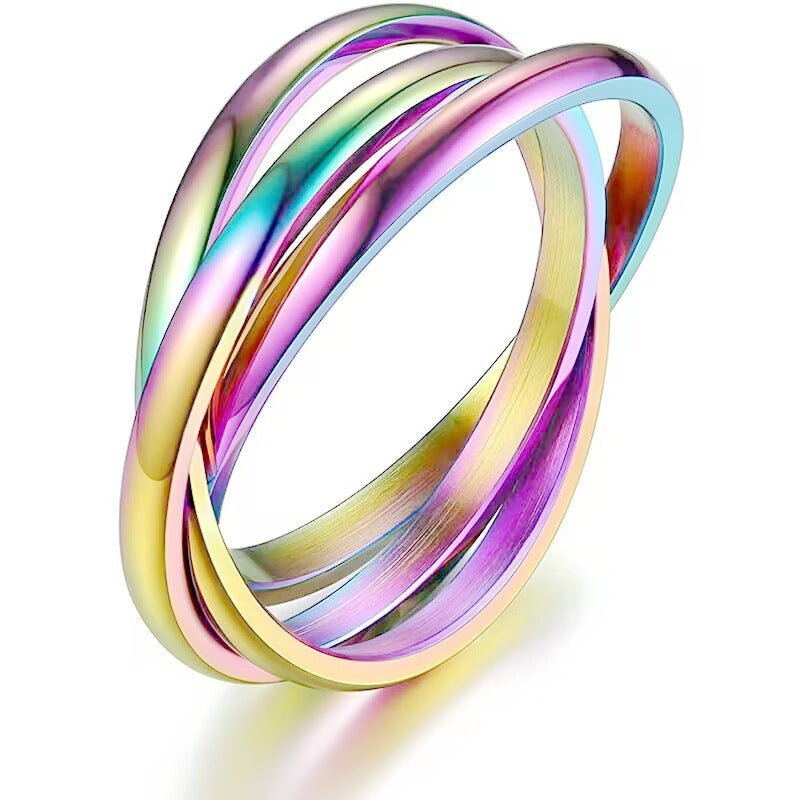 Sansen – Par de anillos de tres anillos de acero de titanio