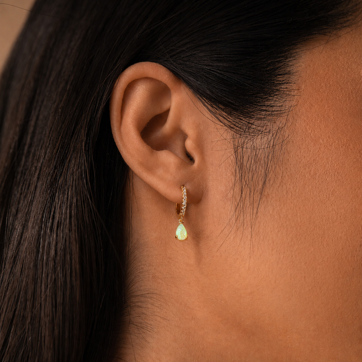 Aros Huggies de Piedra de Nacimiento - Pendientes de Strass