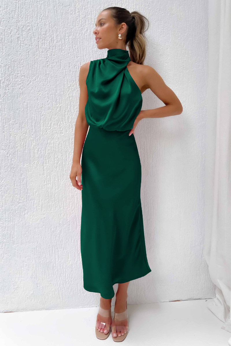 Elianna - Elegante vestido midi con escote asimétrico