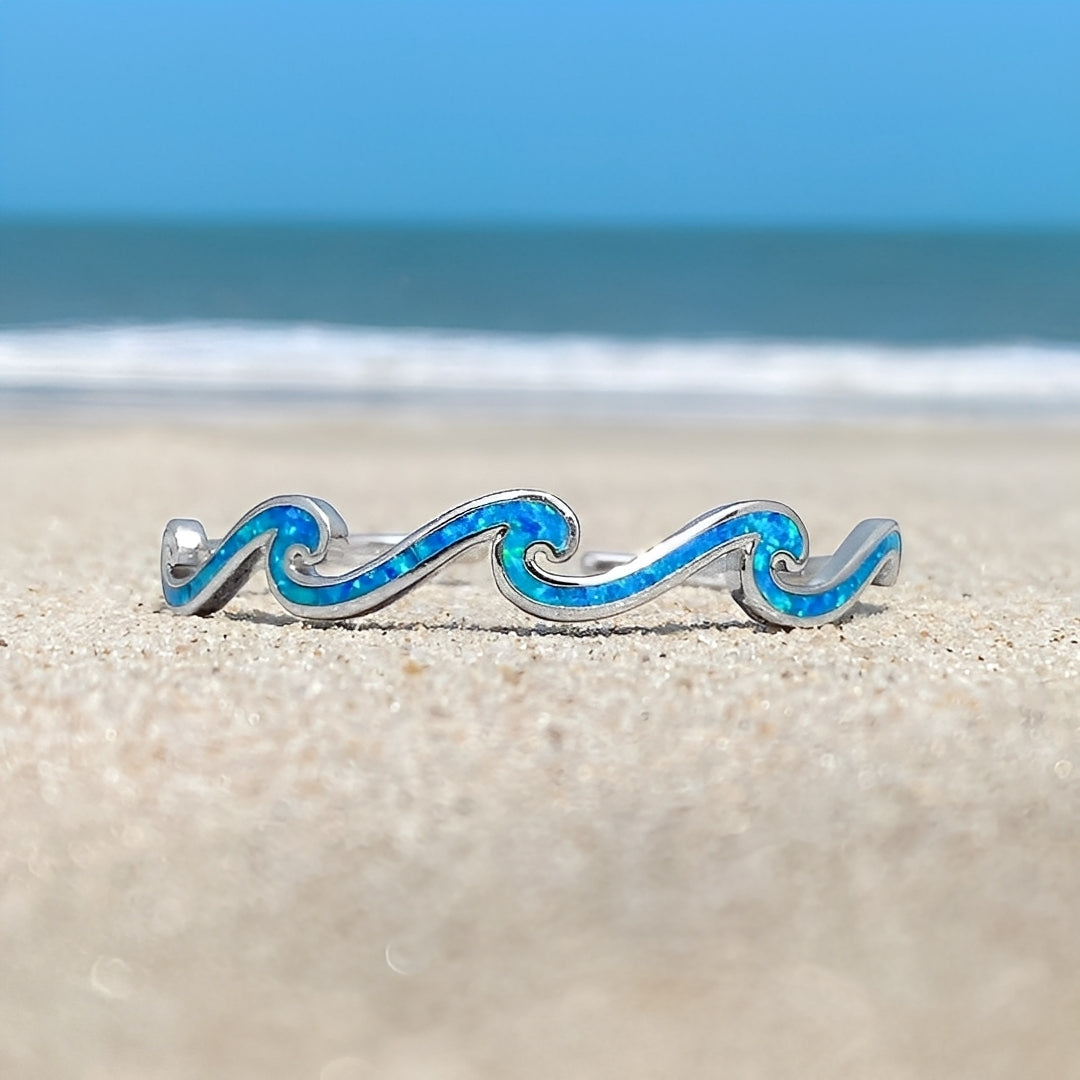 Naya – Pulsera de olas de ópalo y plata