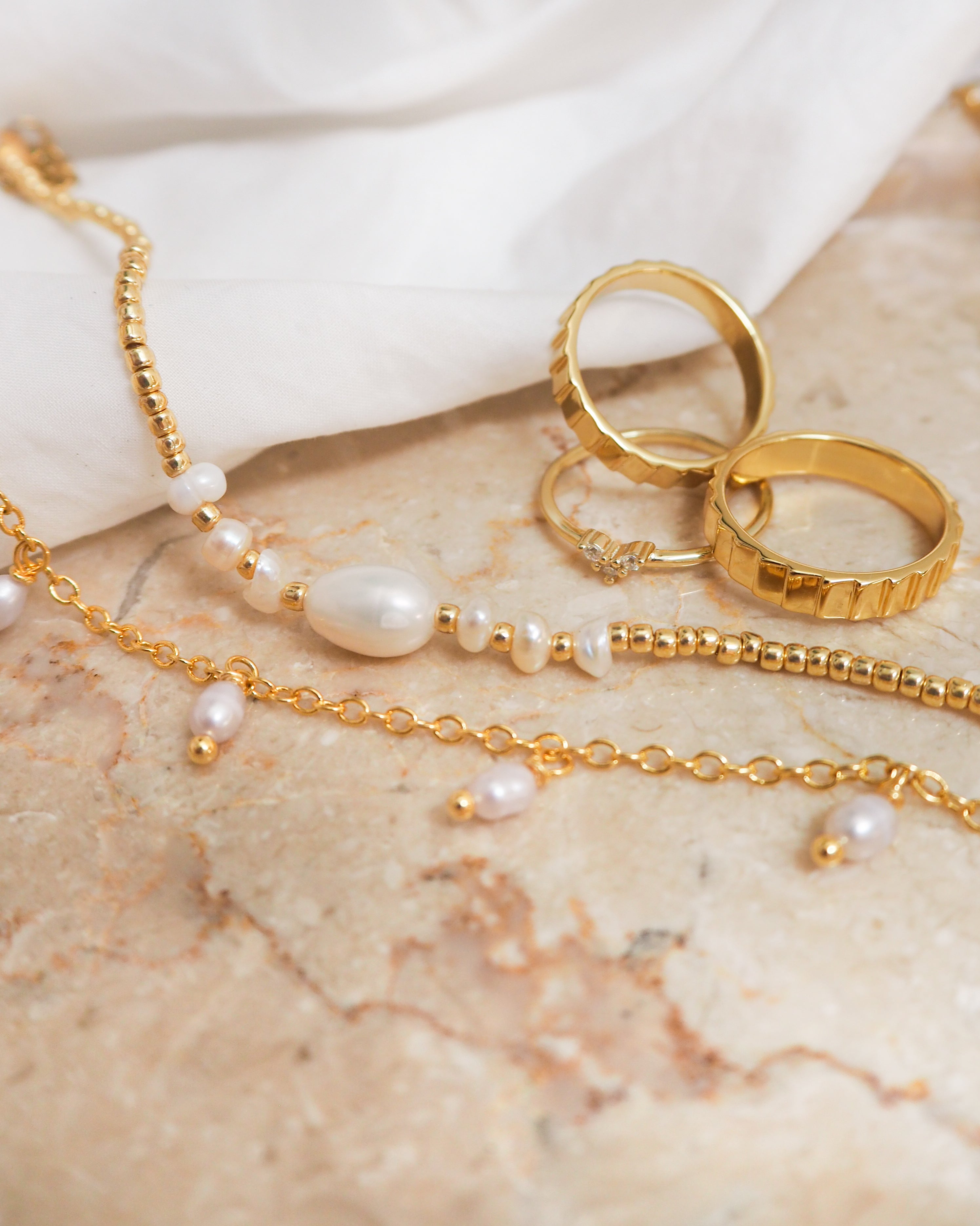 Cadena de oro de agua dulce para el tobillo