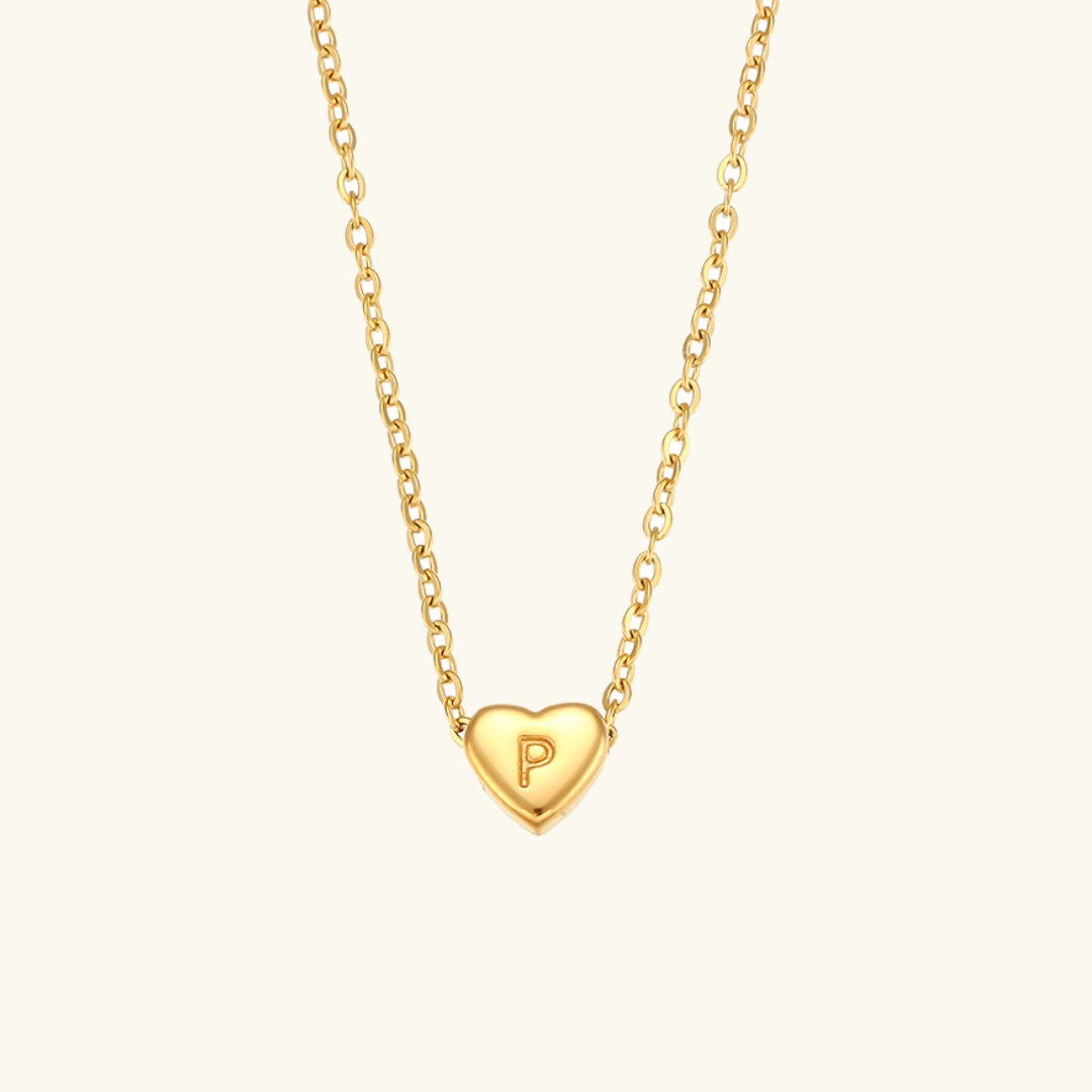 Corazón - Collar de iniciales de oro