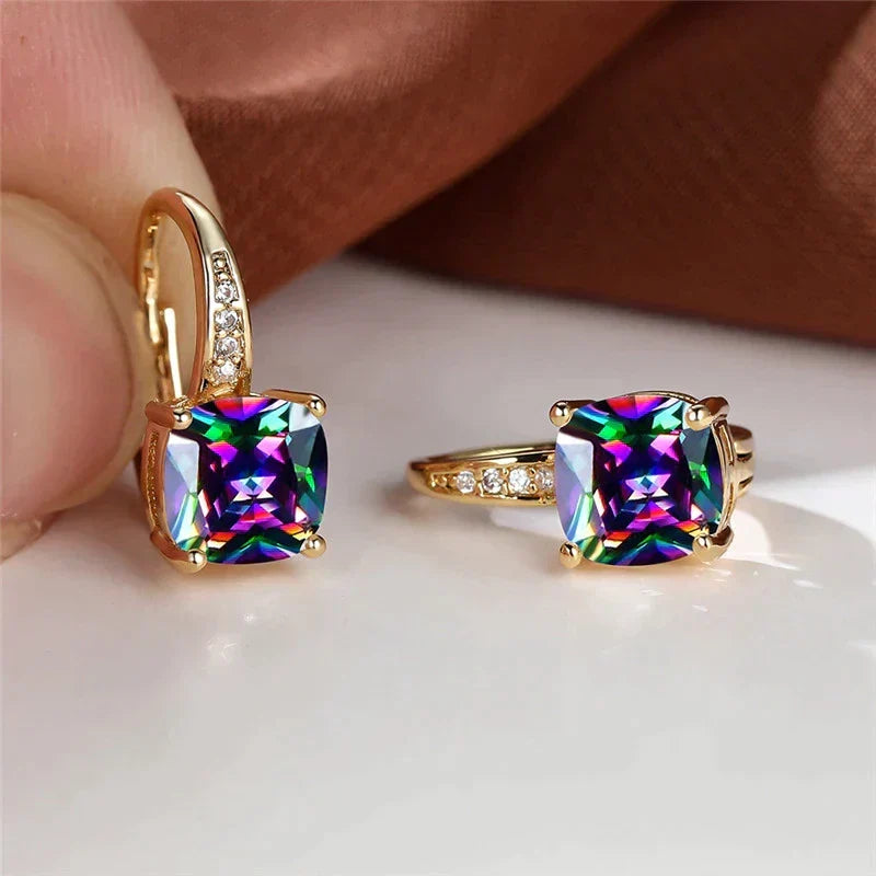 Celina – Aros de oro con circonitas de colores