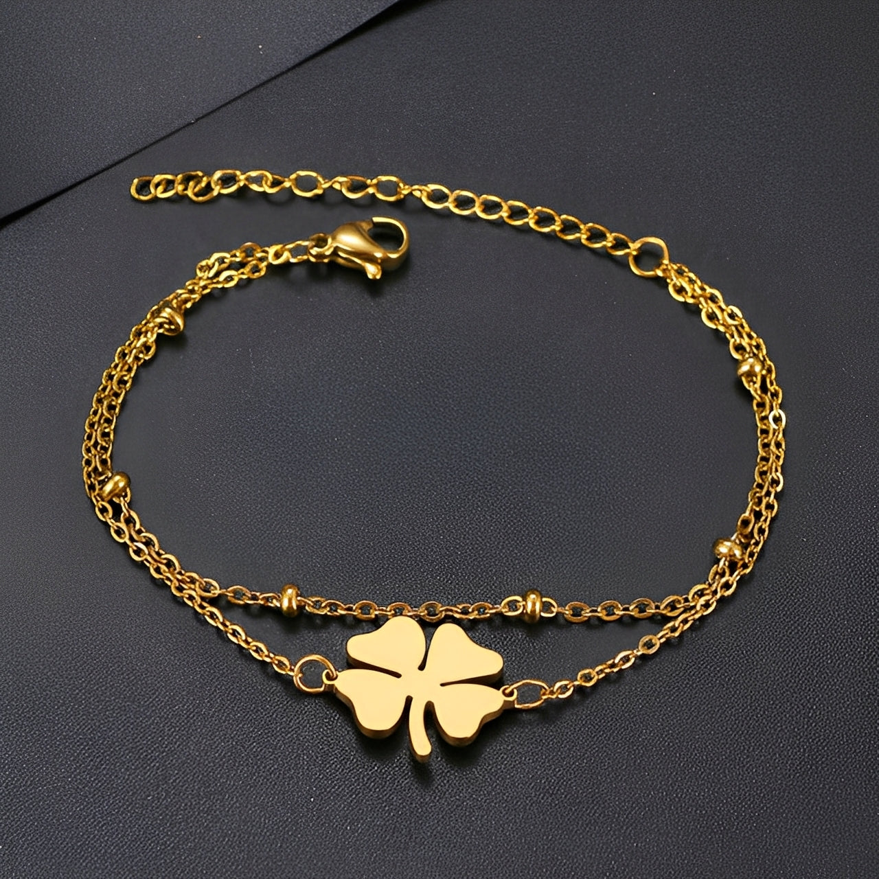 Sanya – Pulsera trébol oro y plata