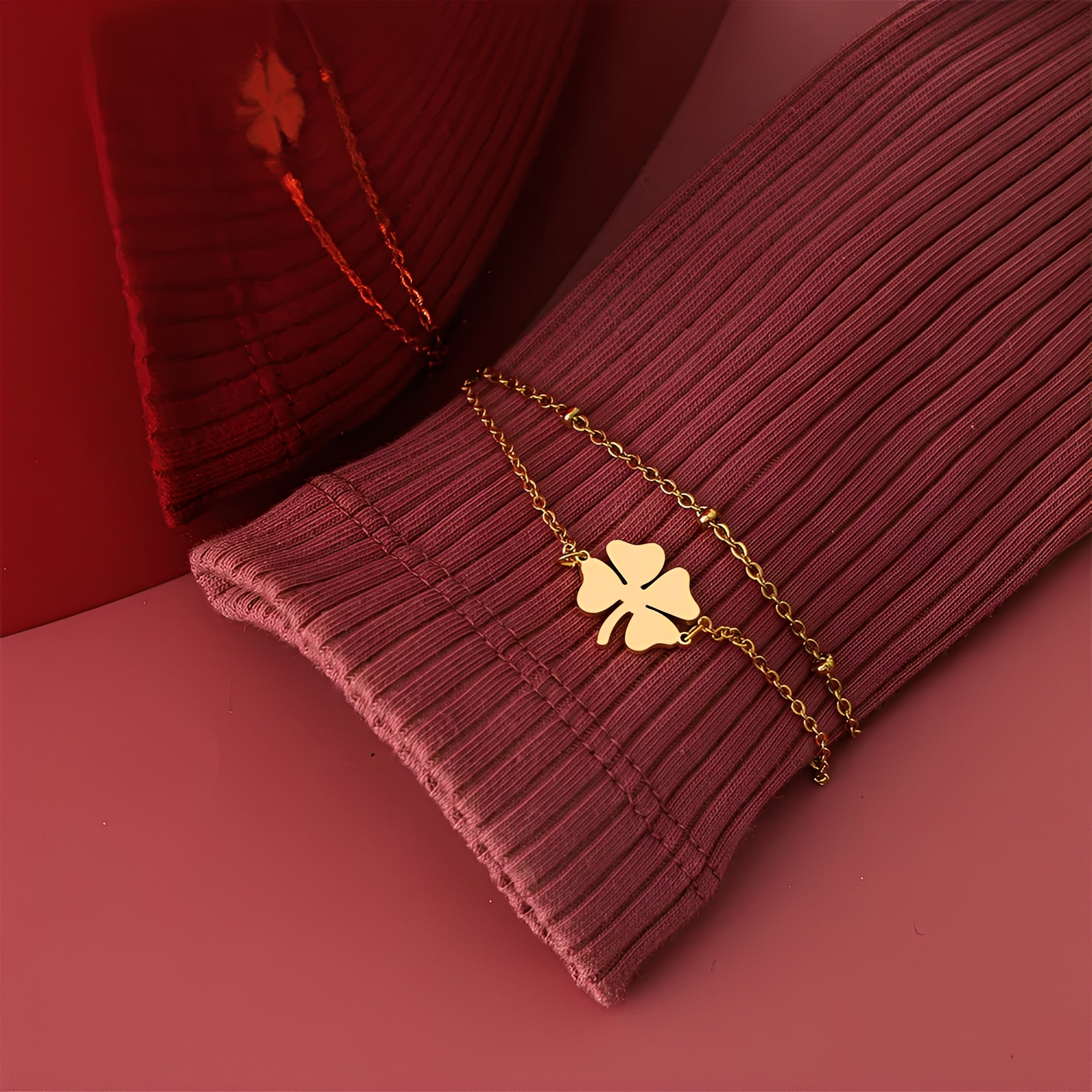 Sanya – Pulsera trébol oro y plata