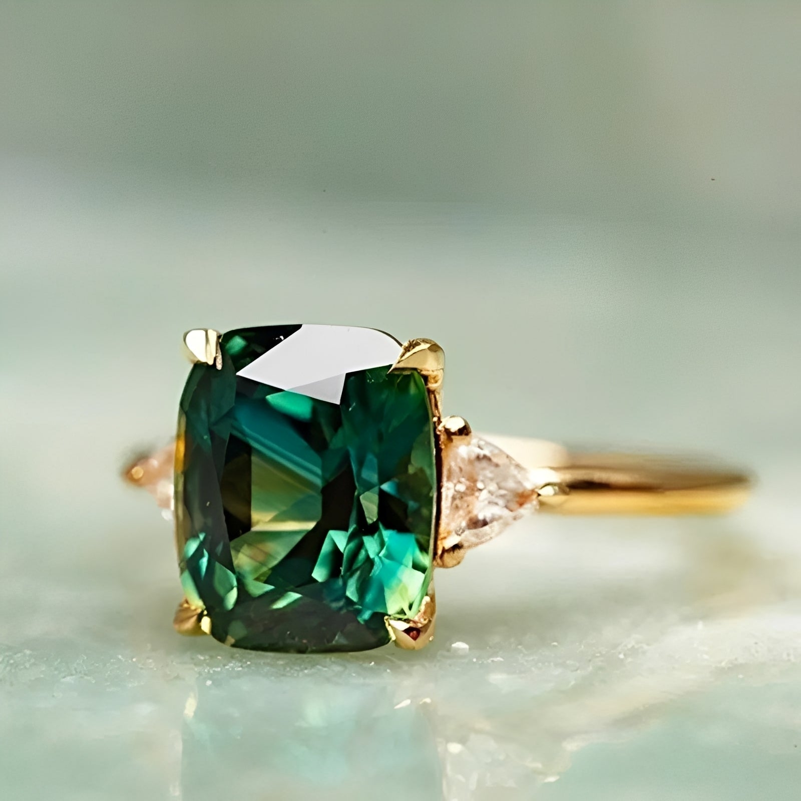 Aveline – Anillo de esmeralda cuadrado y elegante verde