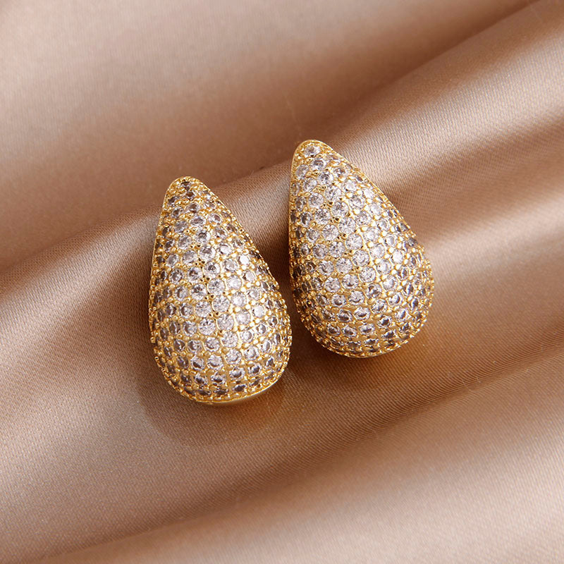 Pendientes de Diamante en Forma de Gota - Pendiente de Diamante Incrustado