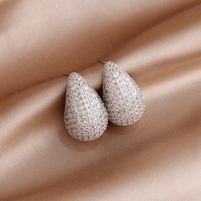 Pendientes de Diamante en Forma de Gota - Pendiente de Diamante Incrustado