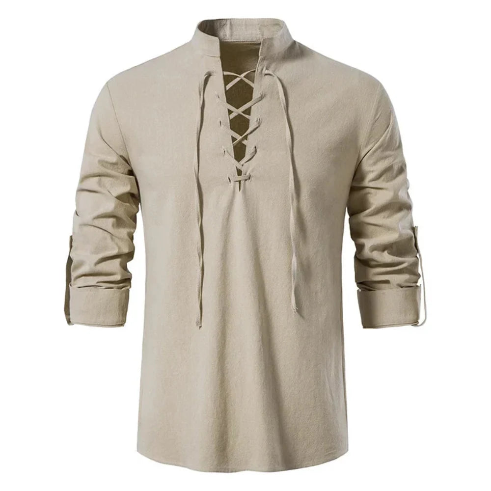 Oliver - Camisa de Manga Larga con Detalles de Cuerda