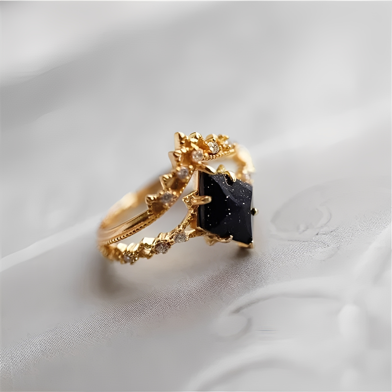 Nerisa – Anillo de obsidiana noche oscura