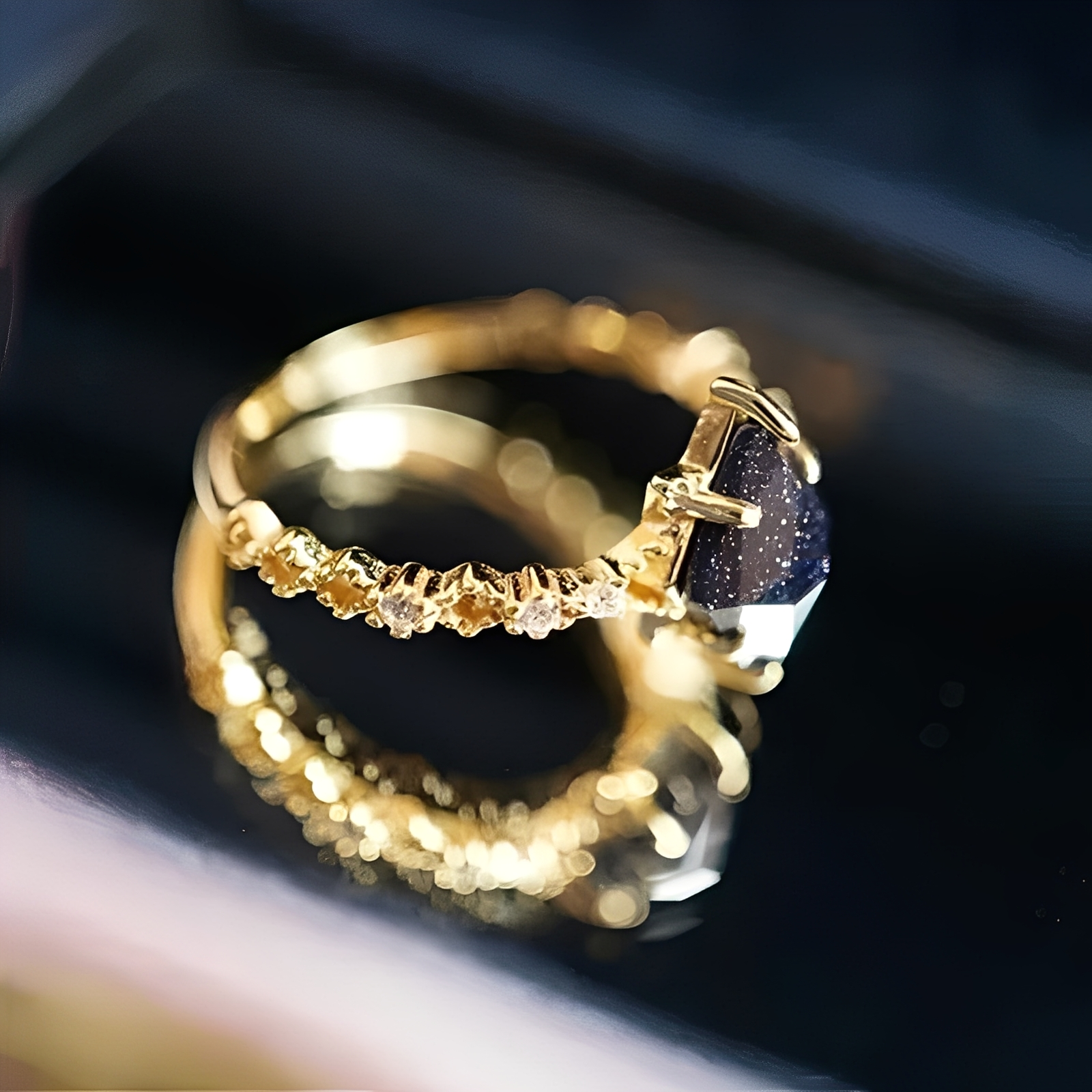 Nerisa – Anillo de obsidiana noche oscura