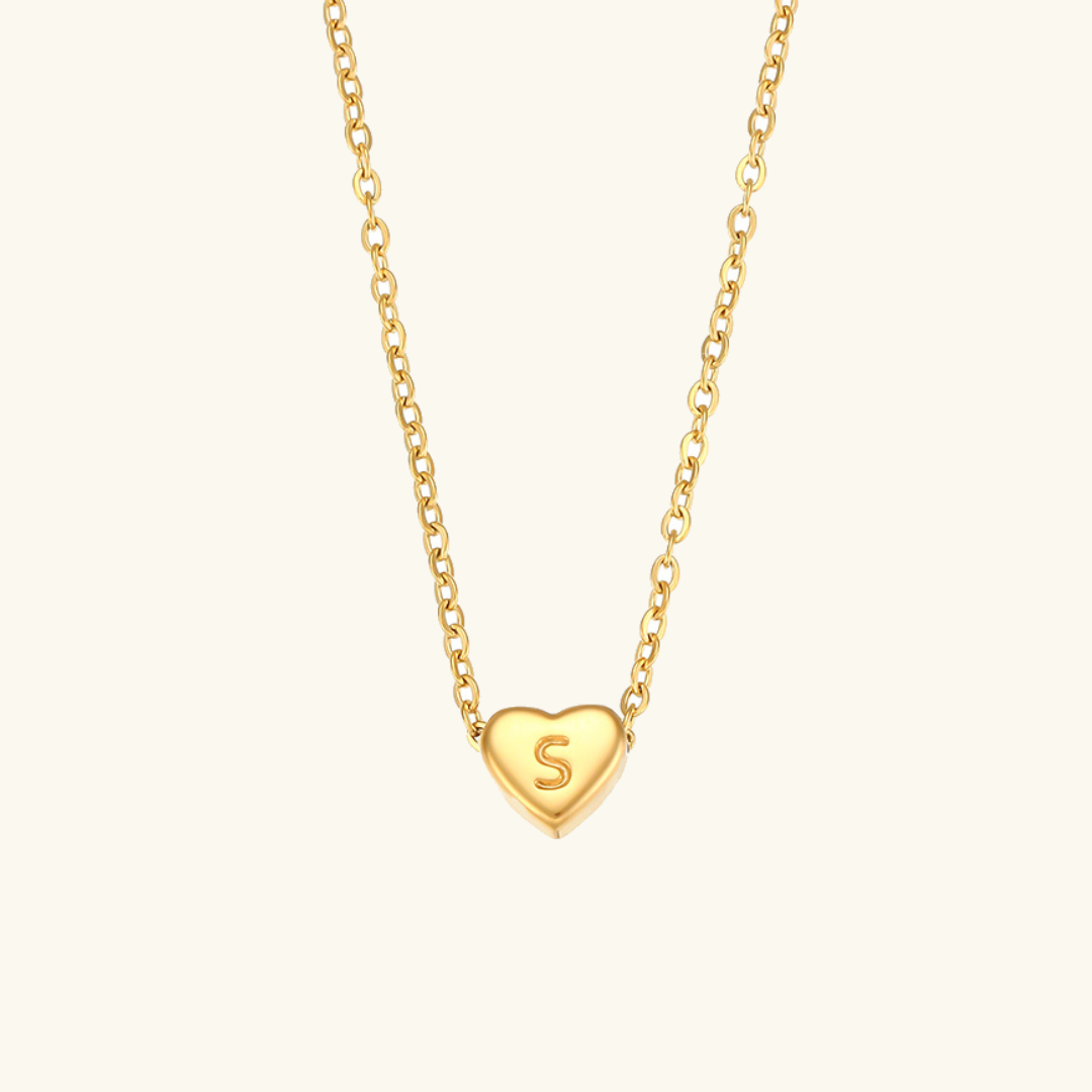 Corazón - Collar de iniciales de oro