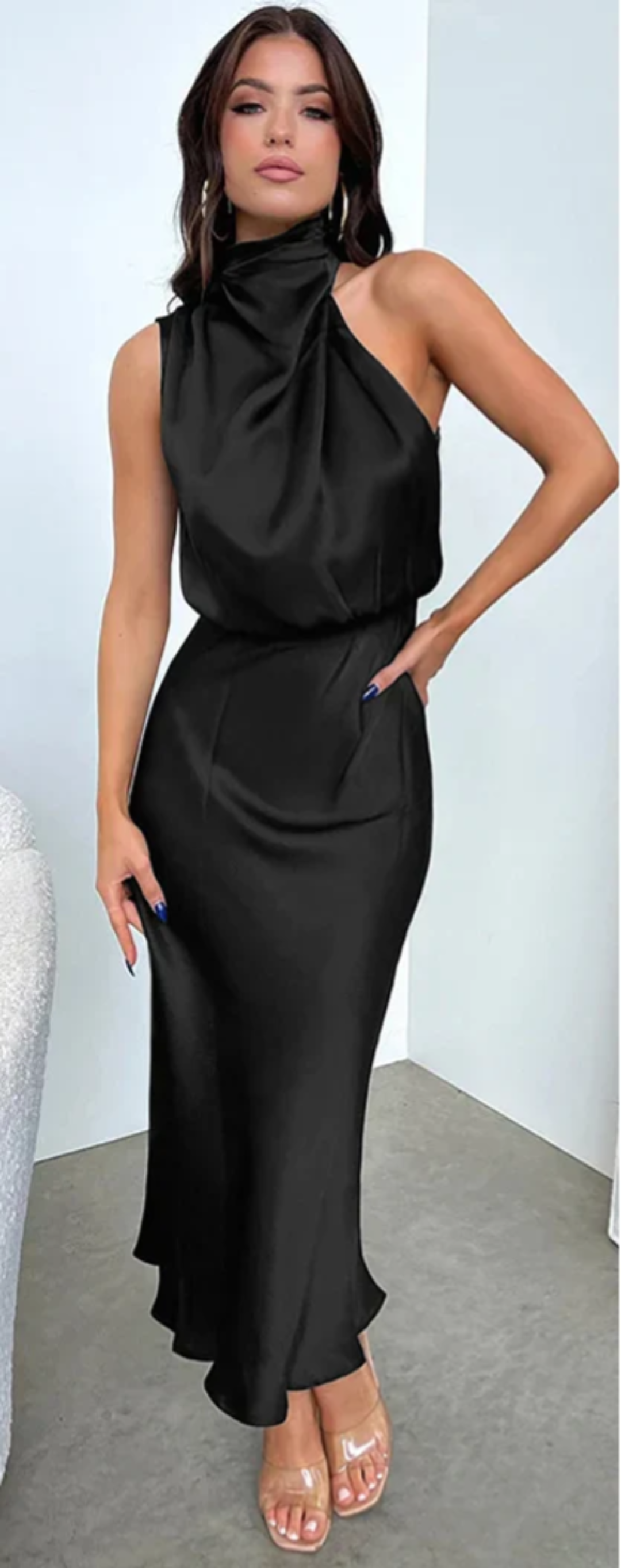 Luna - Vestido maxi con drapeado