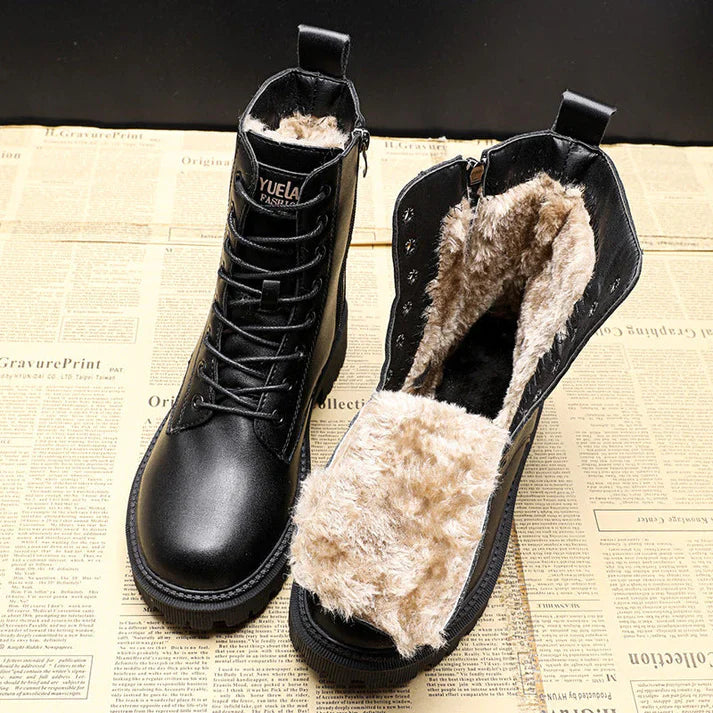 Delphine – Botas de cuero negras de invierno