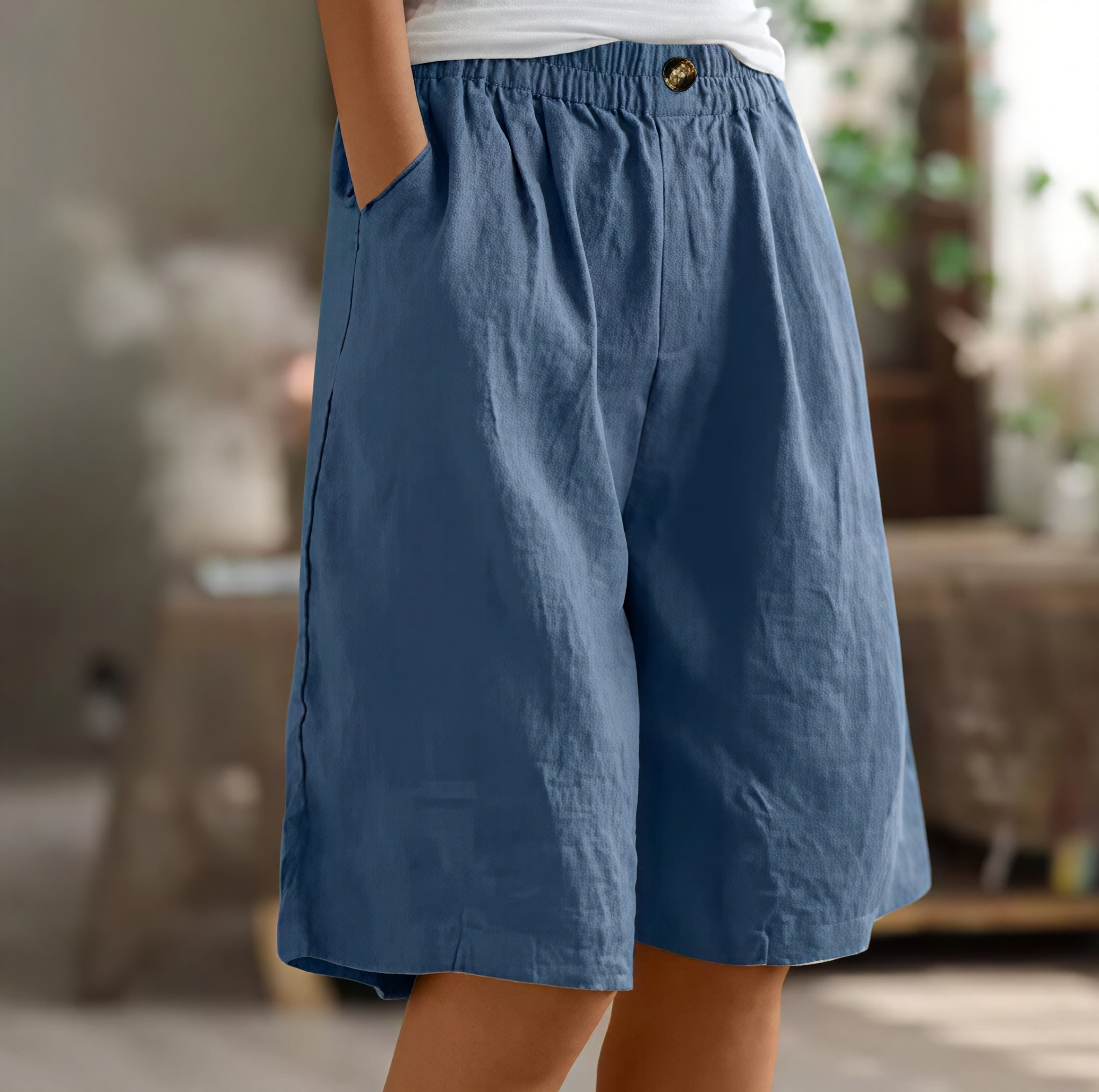 Renee- Pantalones cortos cómodos para damas con bolsillos
