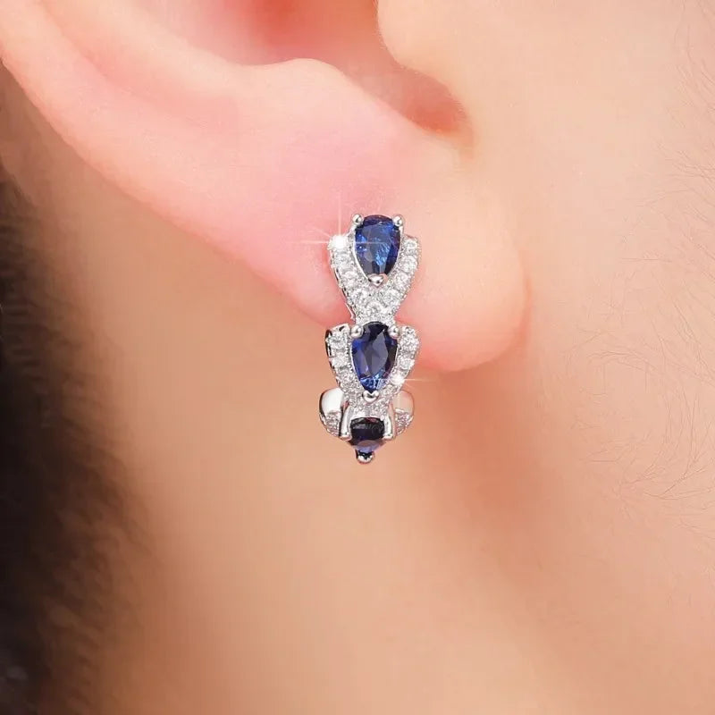 Ellie – Pendientes de Zafiro Azul Rey Elegantes