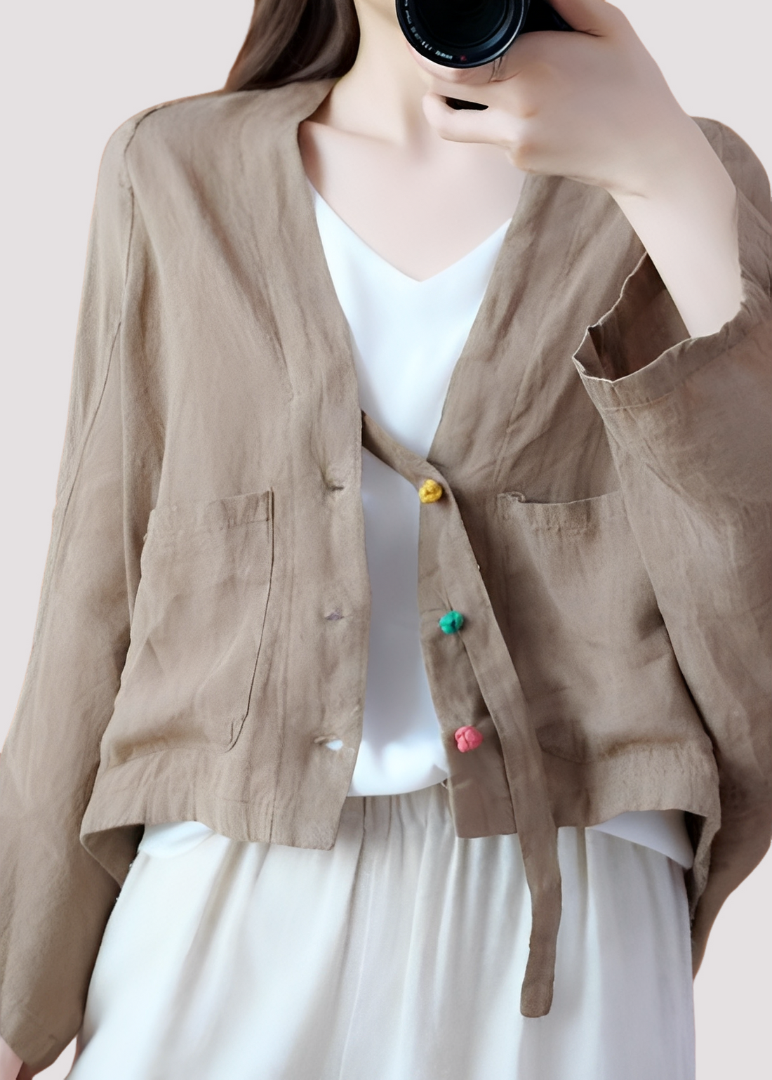 Tilly - Cárdigan casual de corte holgado con bolsillos para damas