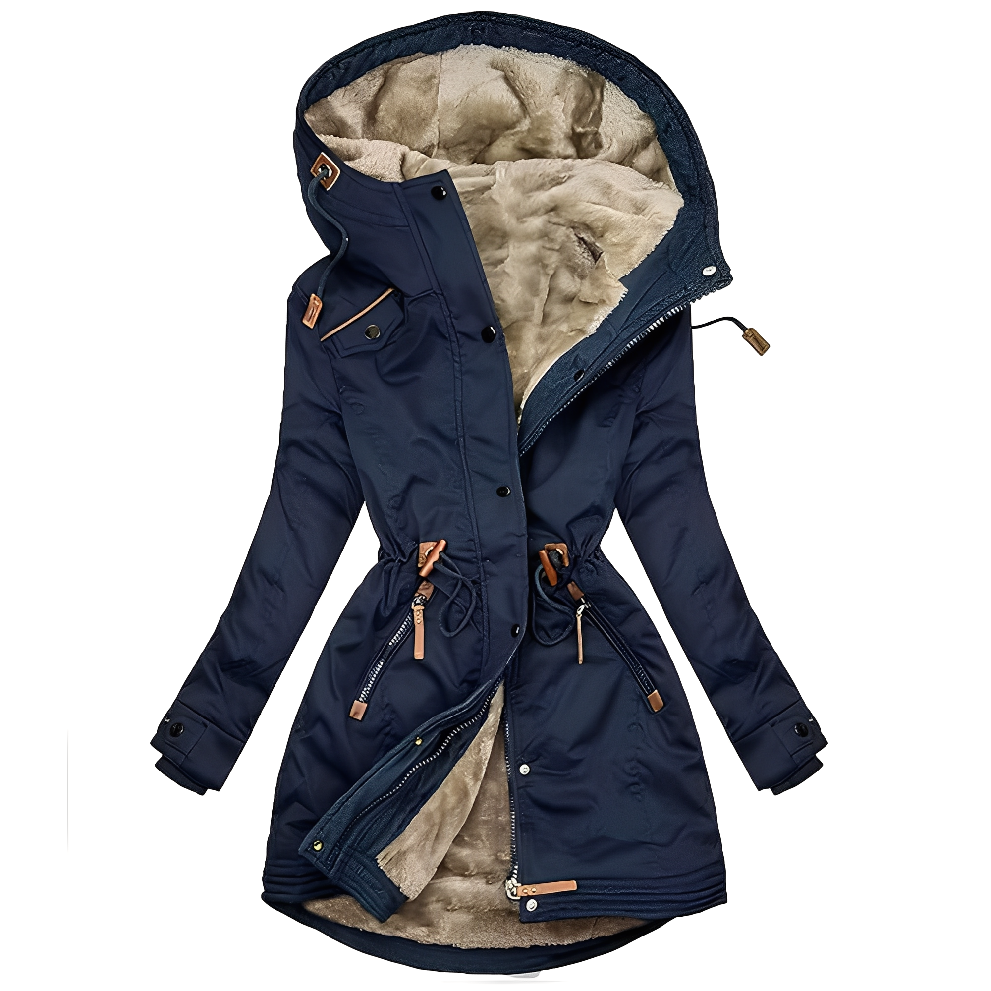 Lavena - Chaqueta cálida y sofisticada con capucha