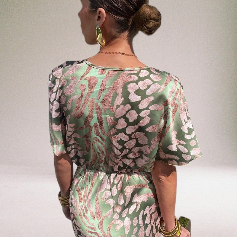 Teodora - Glamoroso Escote en V Vestido Maxi para Mujeres