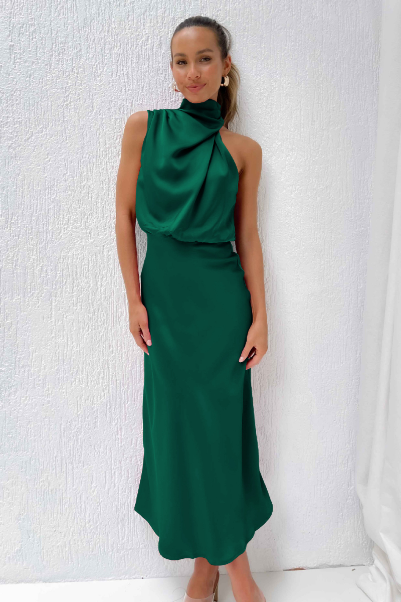 Elianna - Elegante vestido midi con escote asimétrico