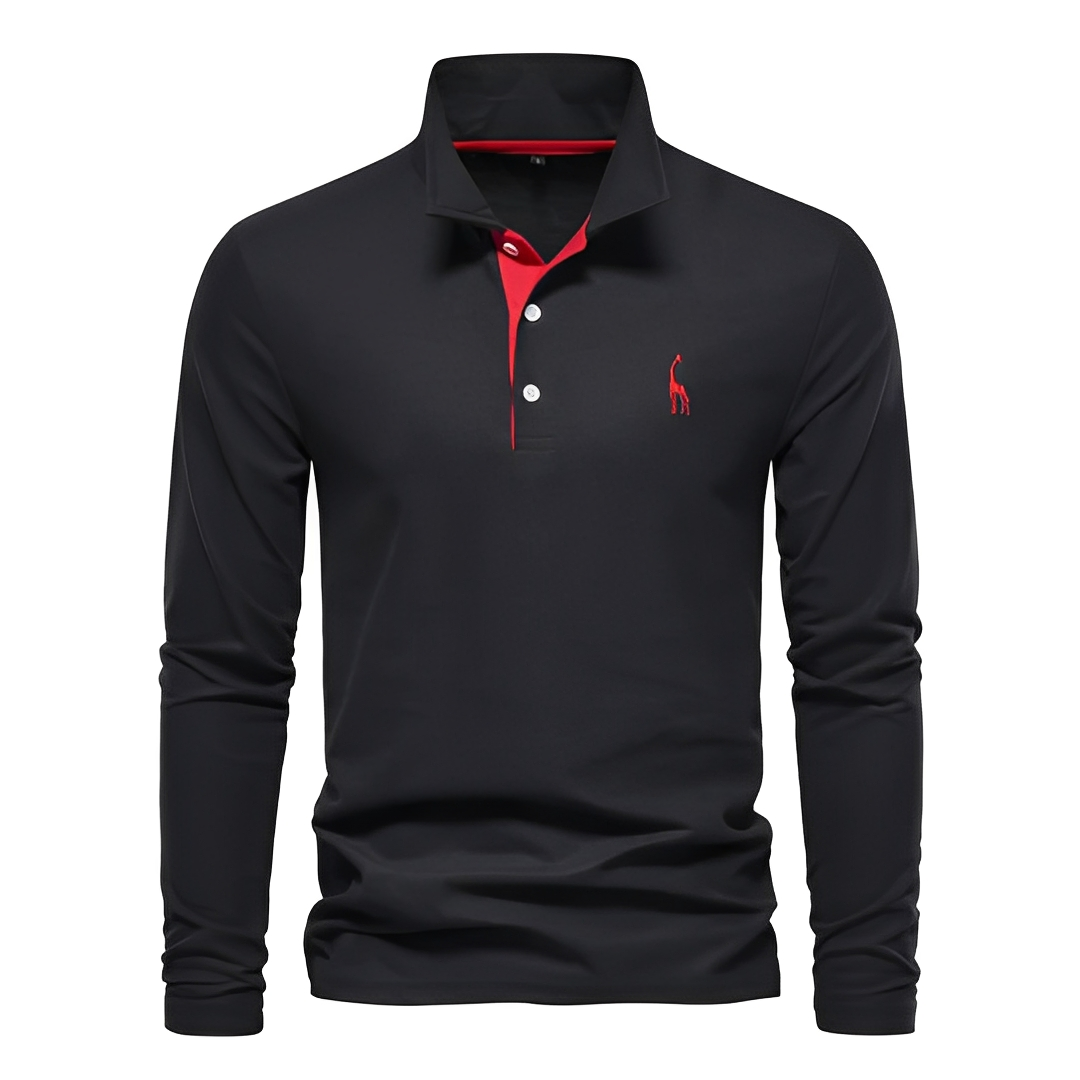 Antoine - Polo casual de manga larga para hombres