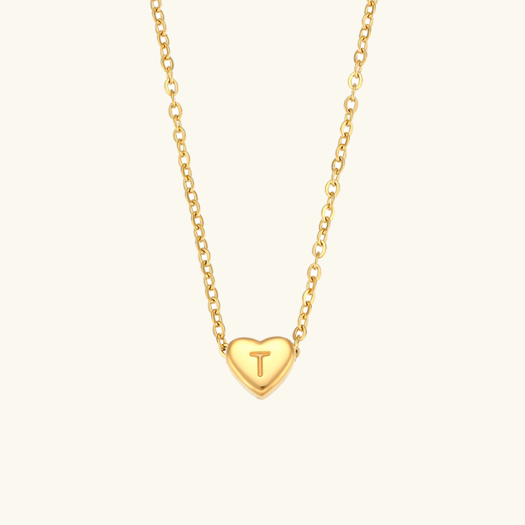 Corazón - Collar de iniciales de oro