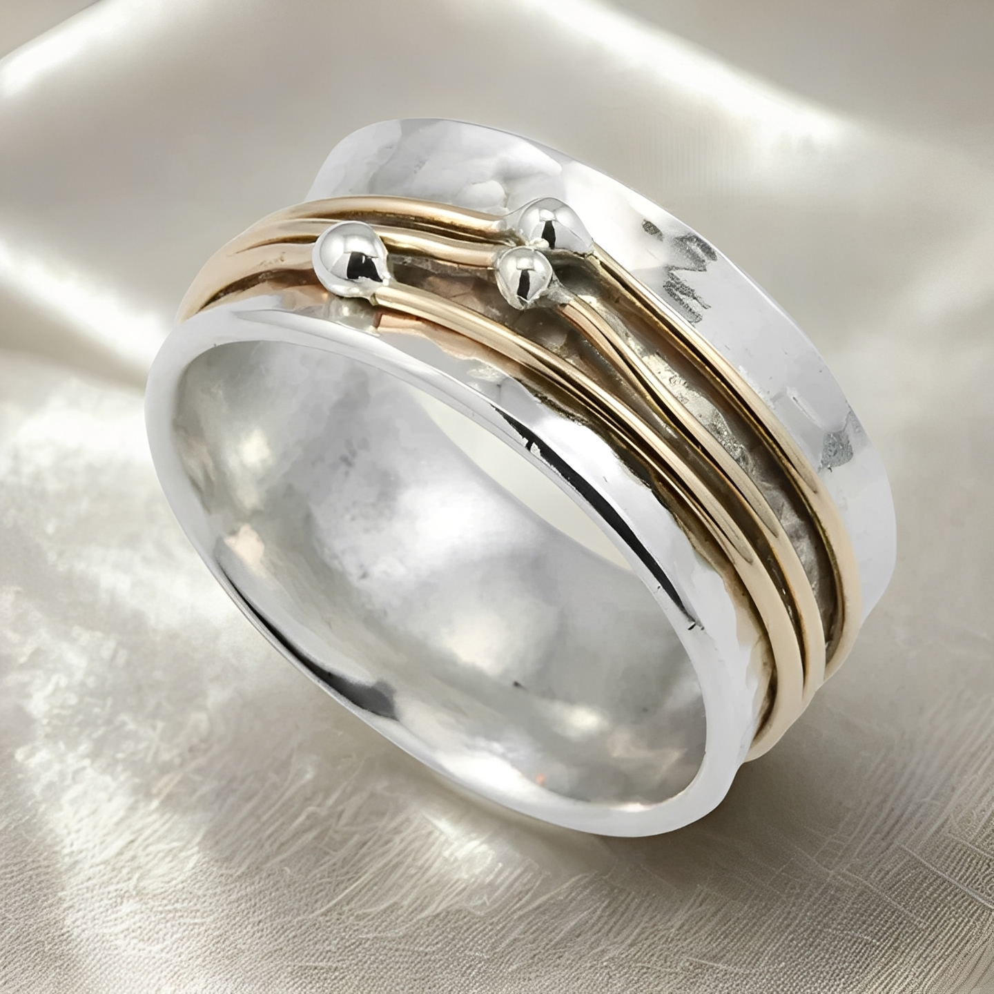 Alix – Anillo de plata y oro estilo retro