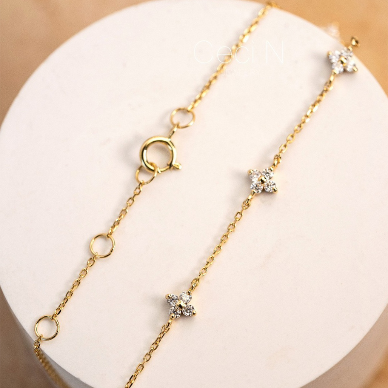 Pulsera de Flores de Zircón - Pulsera Minimalista