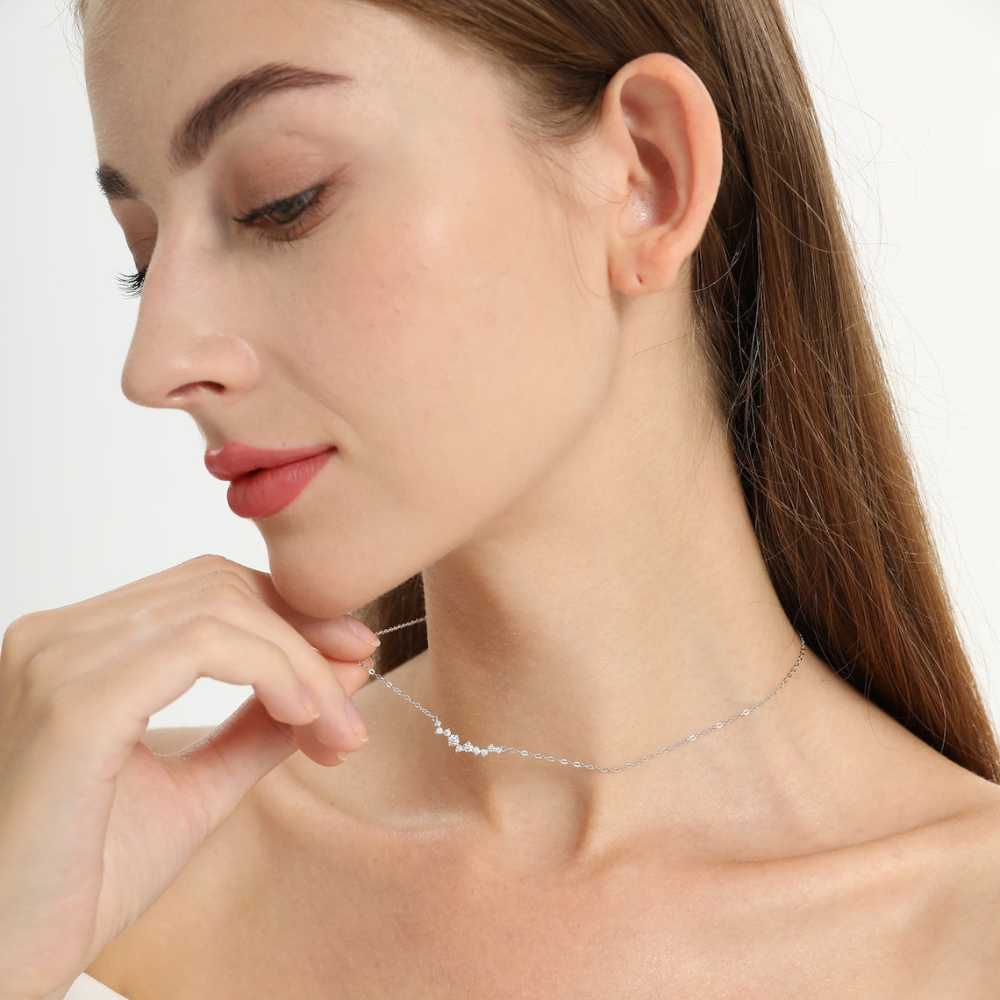 Collar sonrisa de diamante - Collar delicado de diamantes