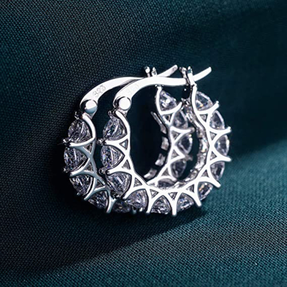 Aros de aro de zirconio - Aros con encanto de diamante