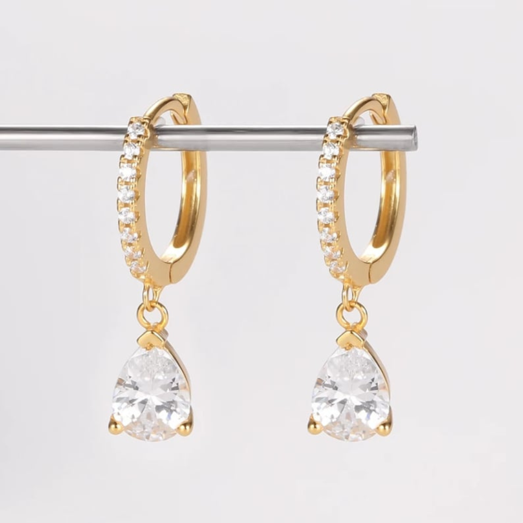 Pendientes de gota de cristal - Huggies de circonita delicados