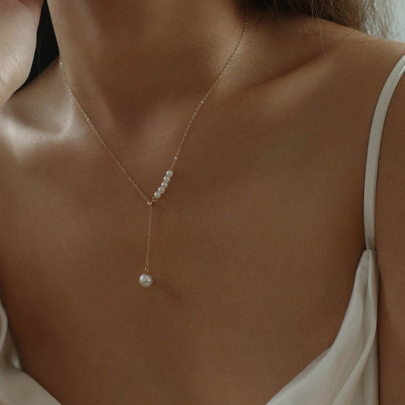 Collar de Perlas de Agua - Collar de Perlas en Capas