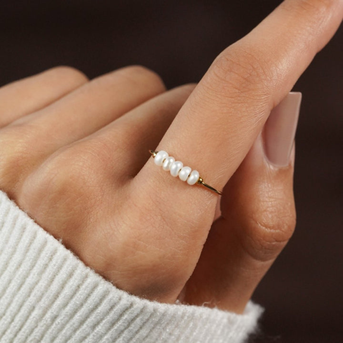 Anillo de perlas de agua dulce mini