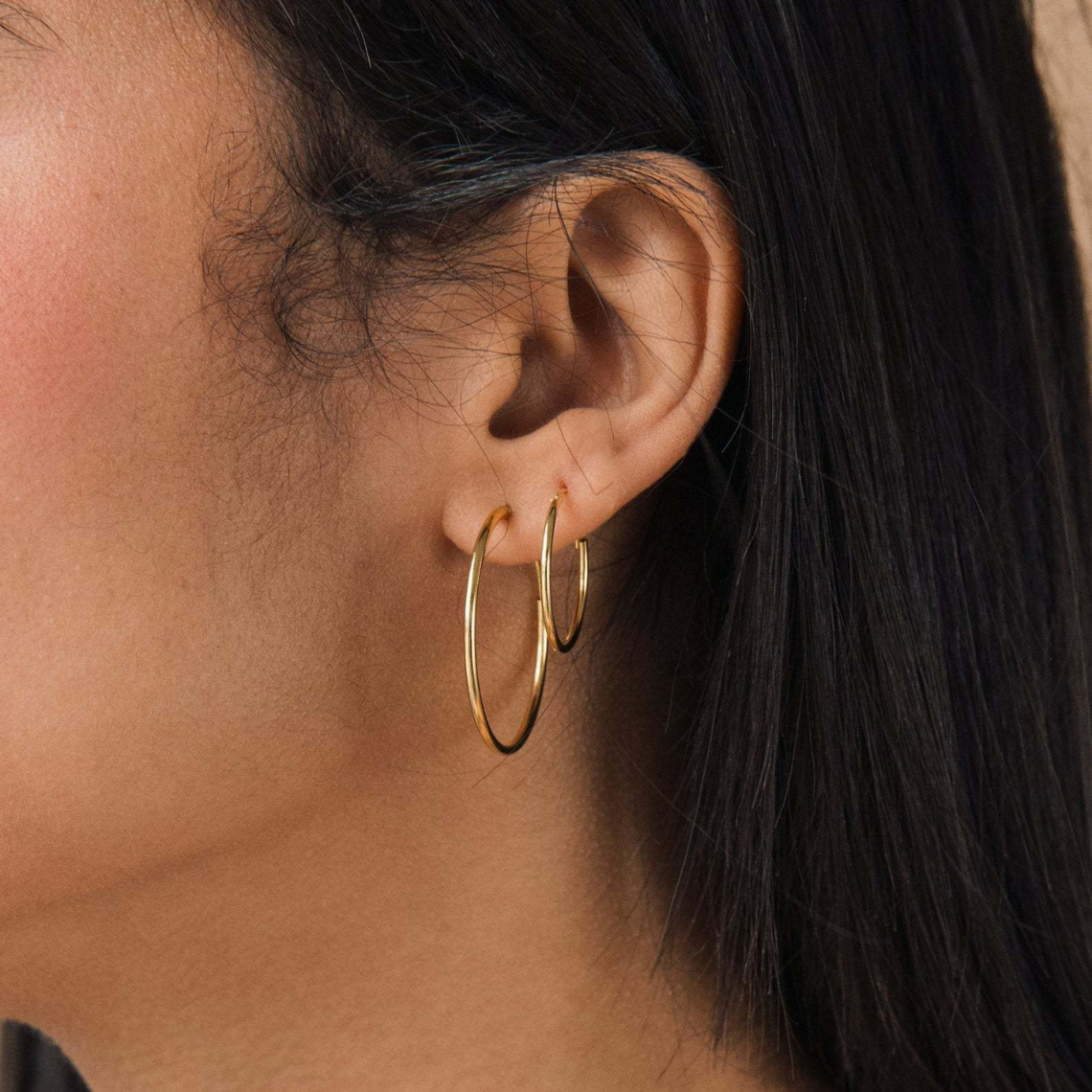 Aros ligeros - Pendientes de oro y plata (set de 4)