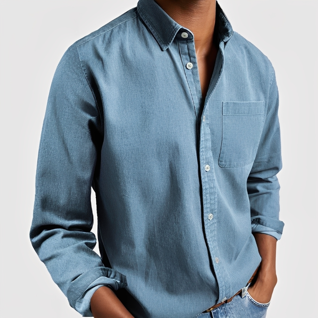 Gauvain - Camisa casual de manga larga para hombre