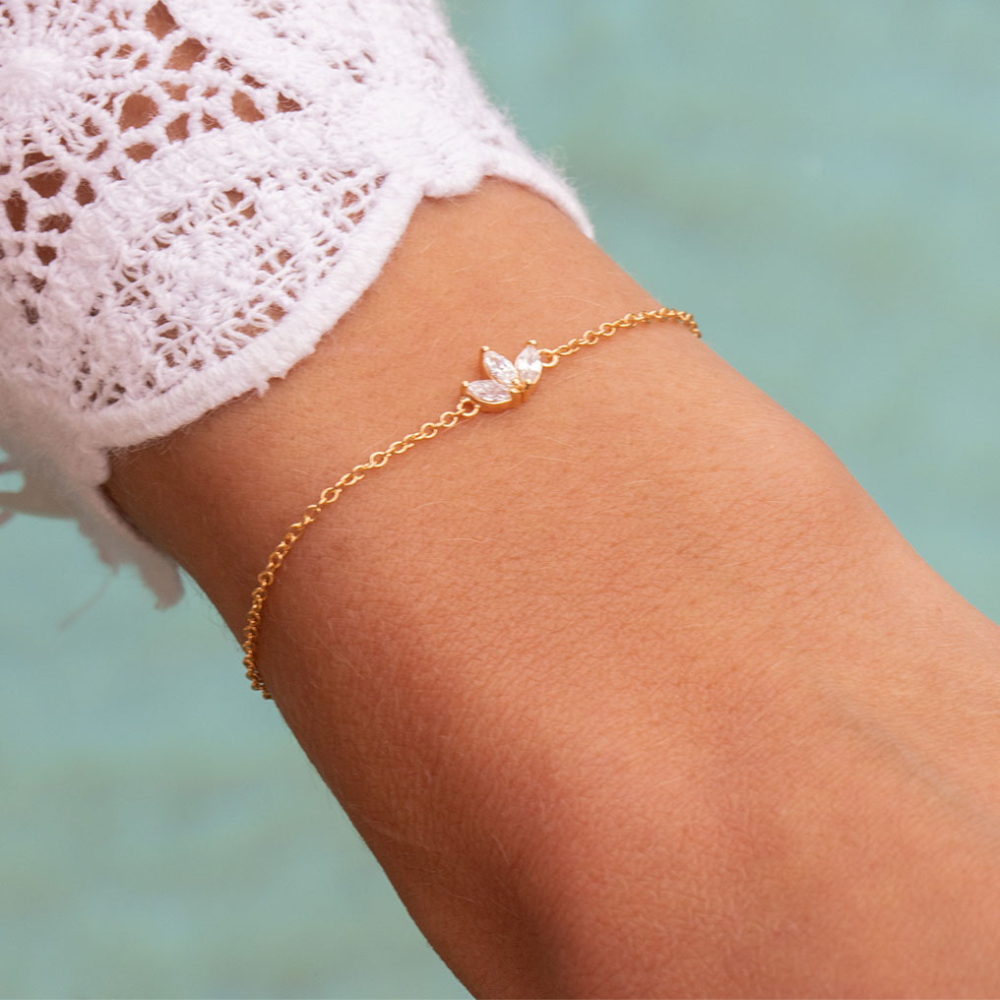 Tres flores de circonio - Pulsera de cadena