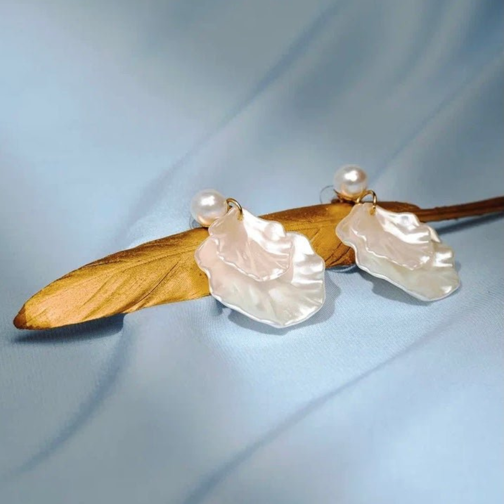 Concha brillante de perla - Pendientes colgantes de concha